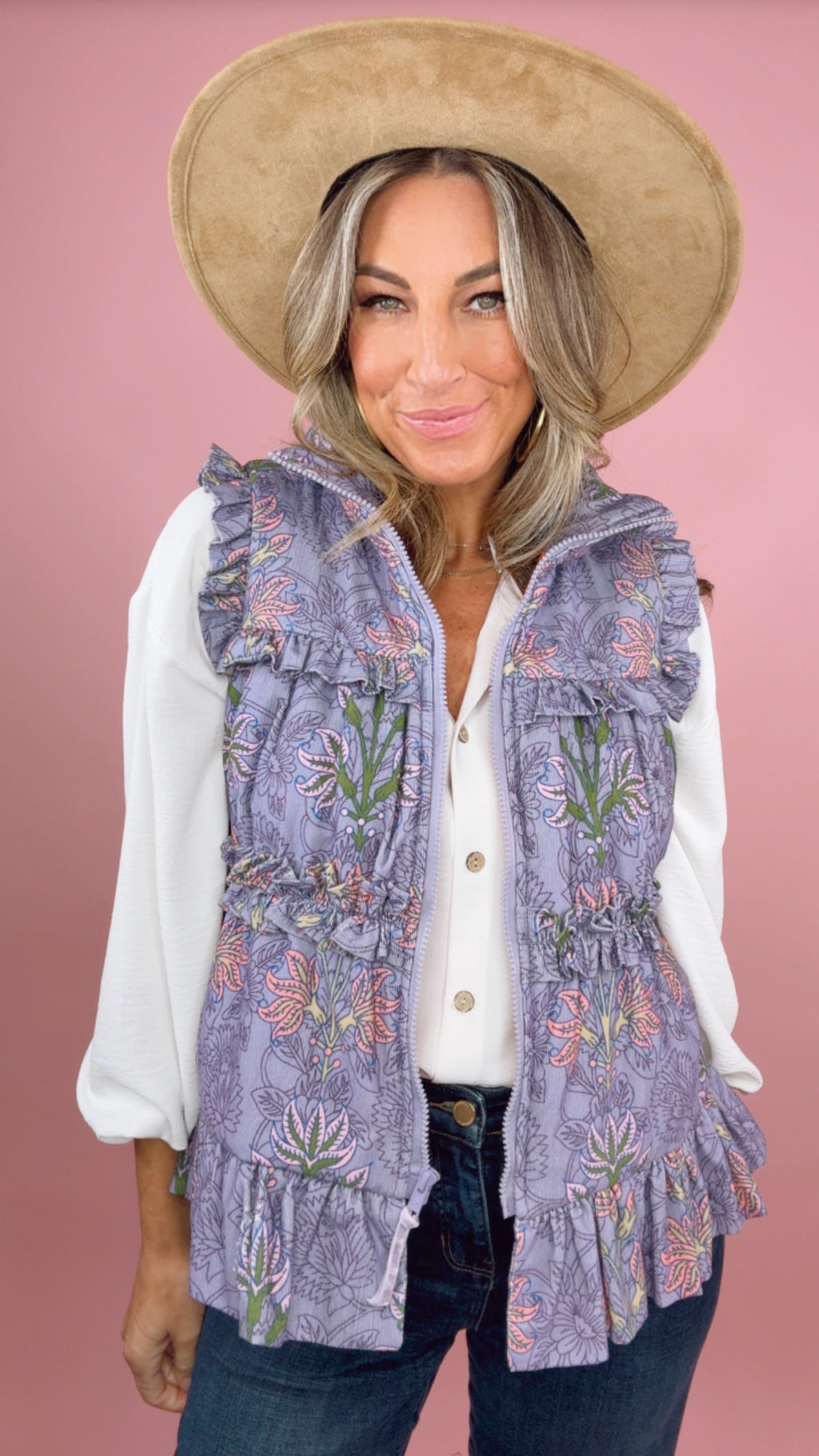 Ivy Jane Peri Block Print Tiered Vest