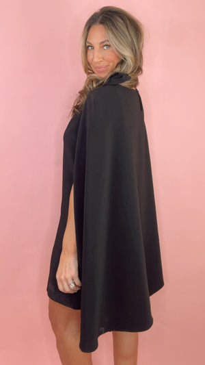 Black Cape Dress w/ Bows