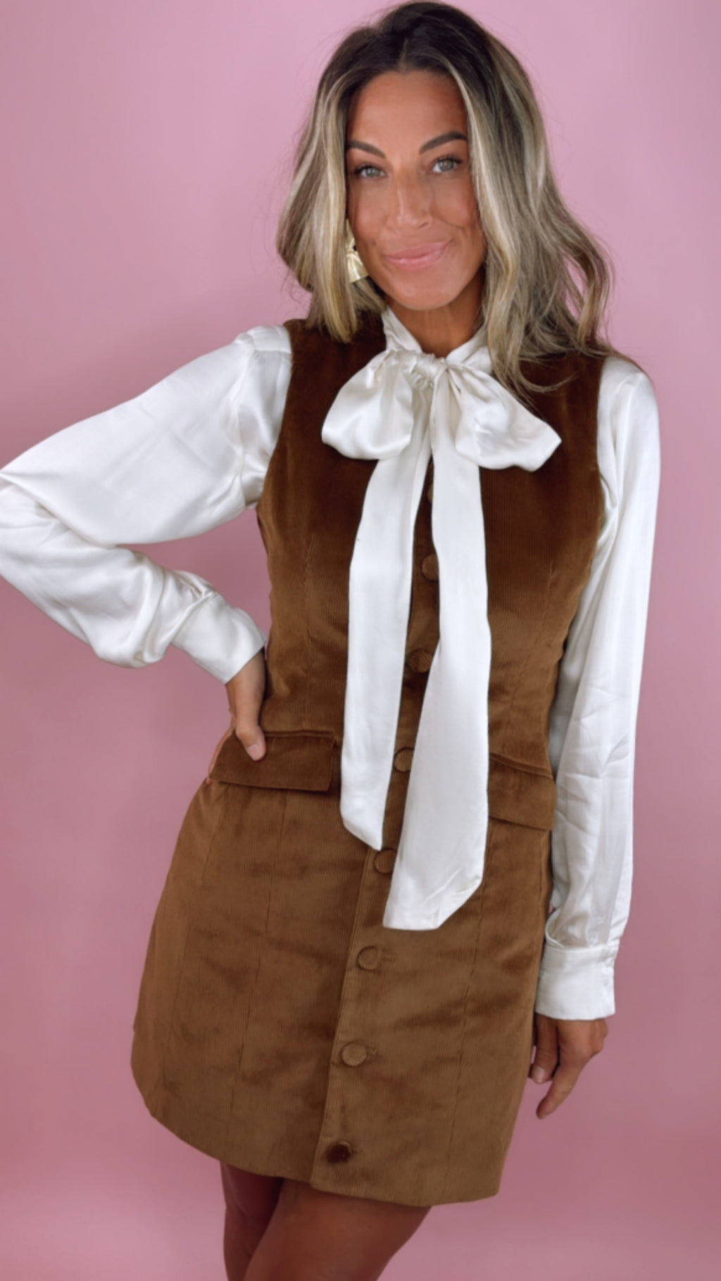 ASTR Gisselle Camel Suede Mini Dress