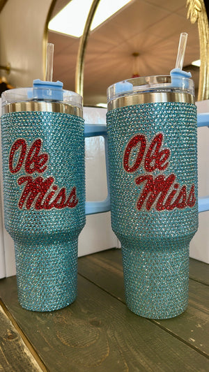 Queen of Sparkles Ole Miss Rhinestone Tumbler