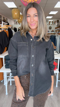 Dear John | Meritt Denim Top in Washed Black