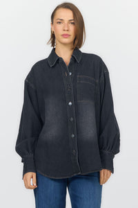 Dear John | Meritt Denim Top in Washed Black
