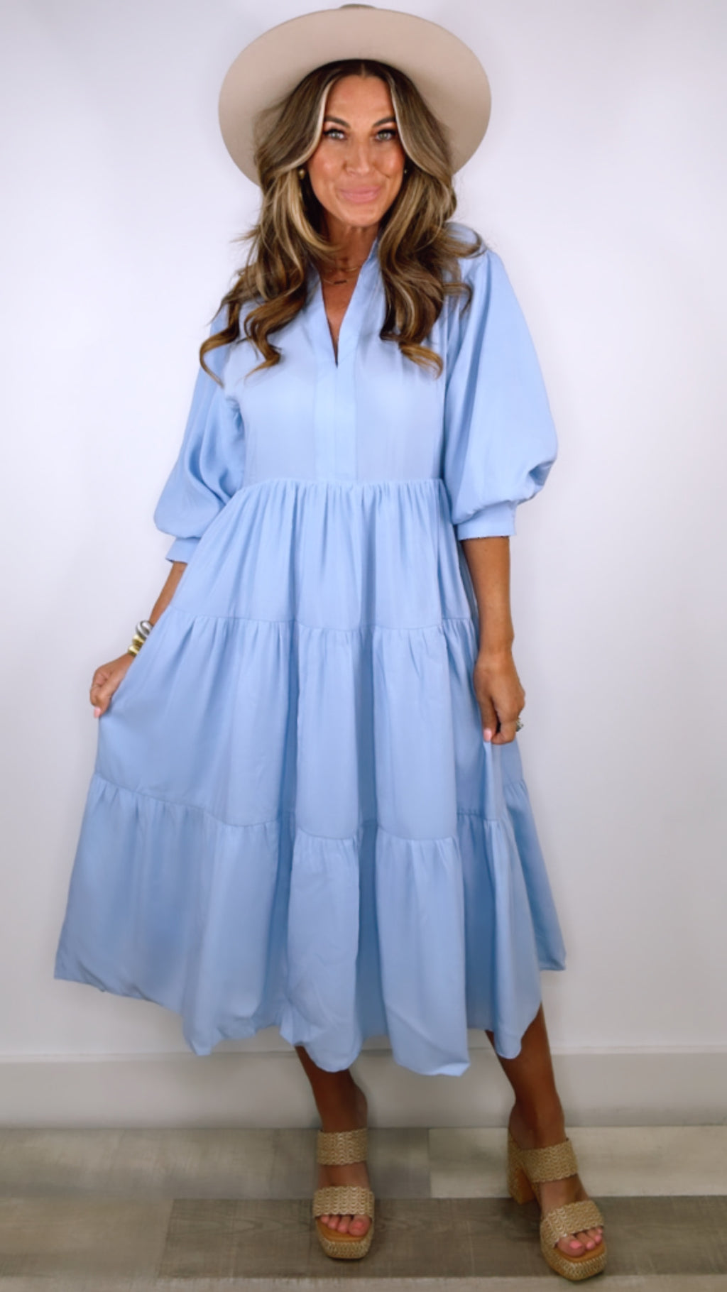 English Factory Powder Blue Drop Shoulder Midi Dress (LARGE)