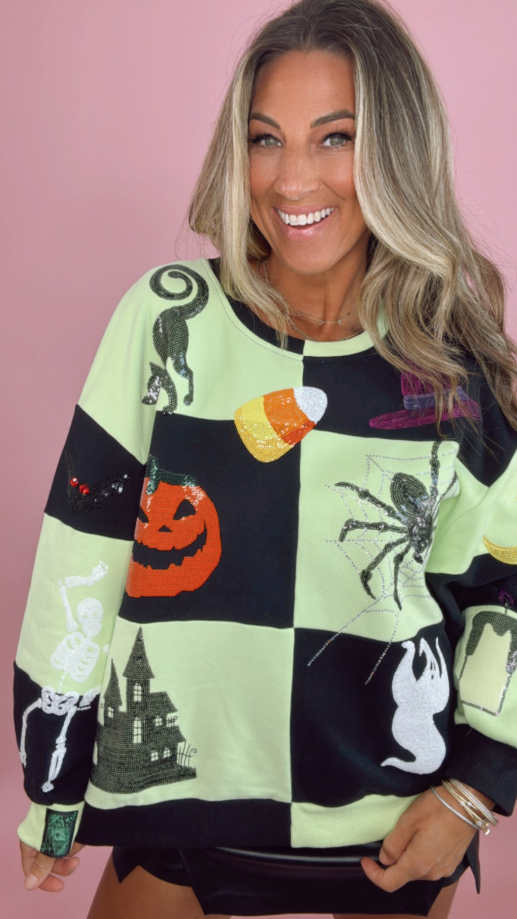 Queen of Sparkles Checkered Halloween Icon Sweatshirt