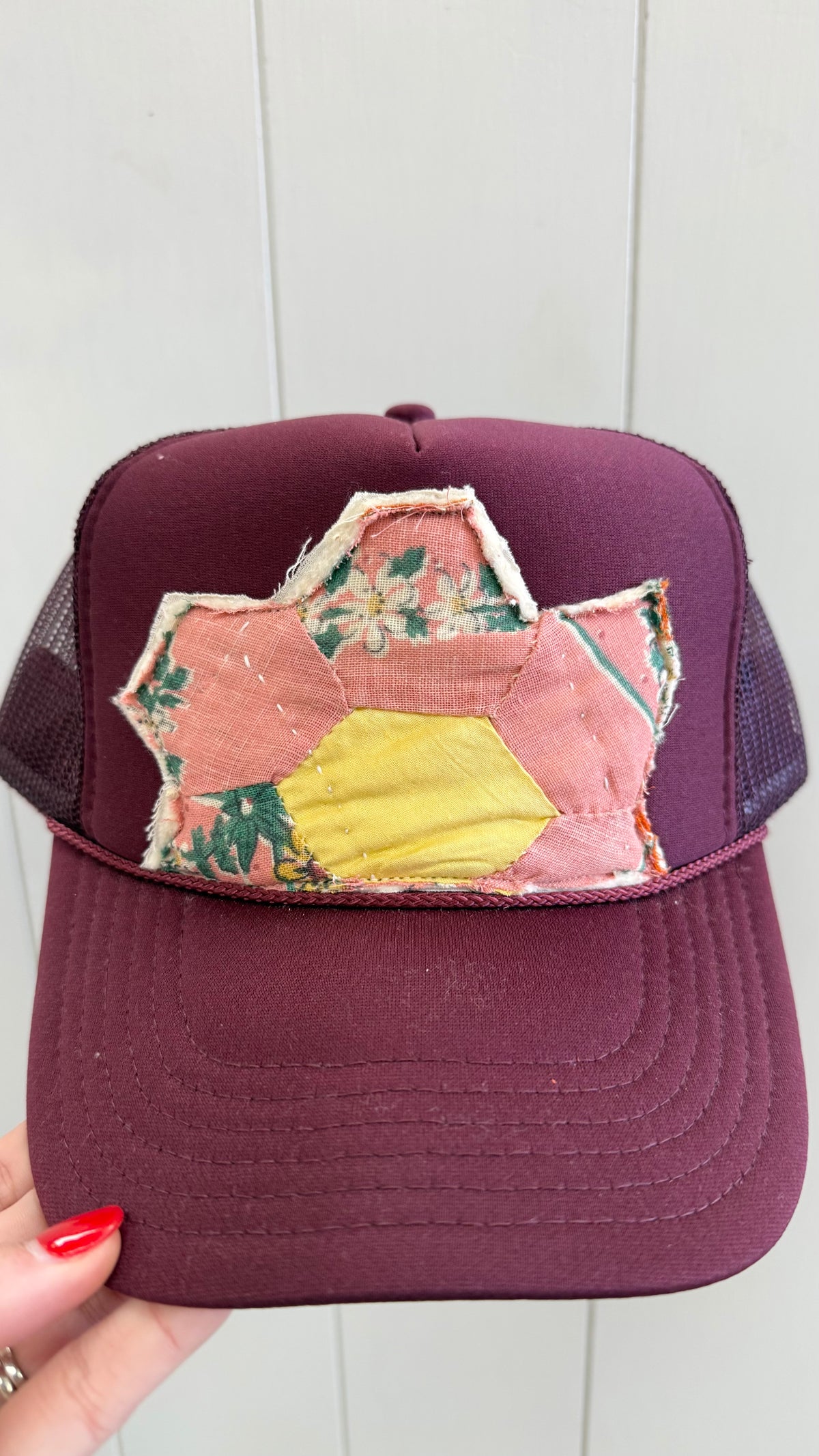 Maroon Pink Quilted Trucker Hat (1 LEFT)