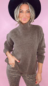 Karlie Solid Chocolate Turtleneck Sweater (1 MEDIUM)
