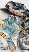 Customizable Navy and Neutral Tone Scarves