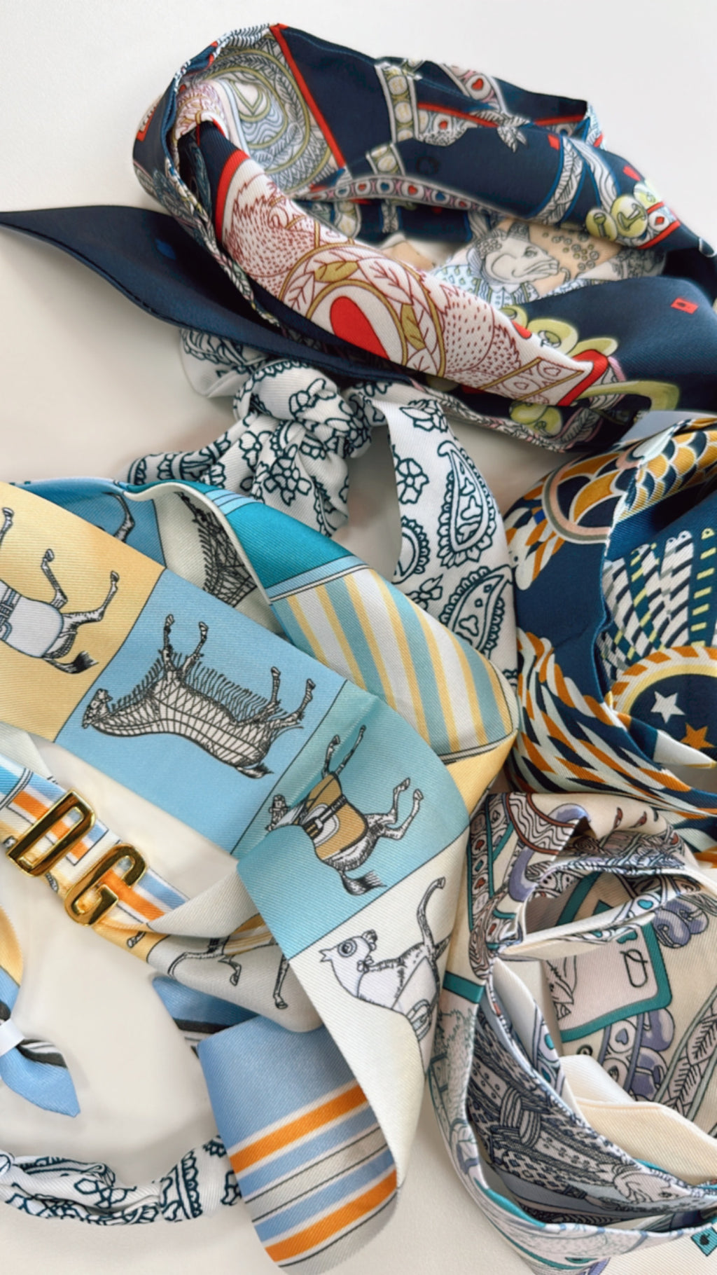 Customizable Navy and Neutral Tone Scarves