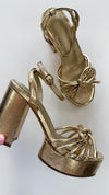 Shushop Gold Metallic Edith Platform Heel