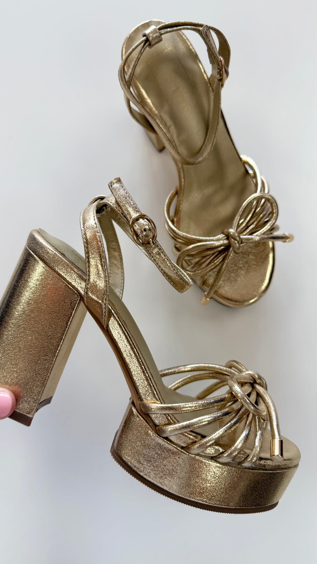 Shushop Gold Metallic Edith Platform Heel