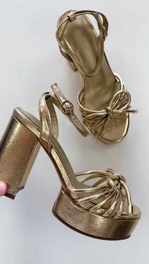 Shushop Gold Metallic Edith Platform Heel