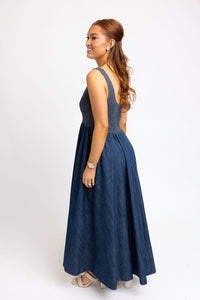 Karlie | Denim Smocked Tank Maxi