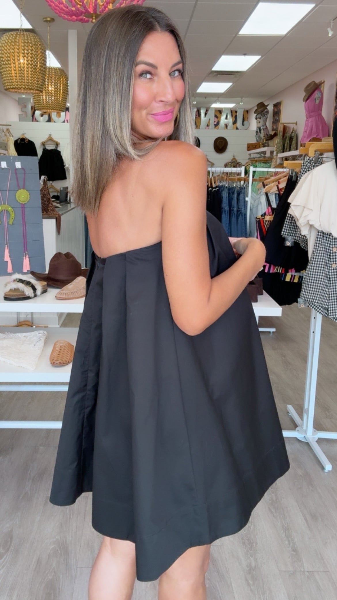 Endless Rose | Strapless Black Pintuck Mini Dress
