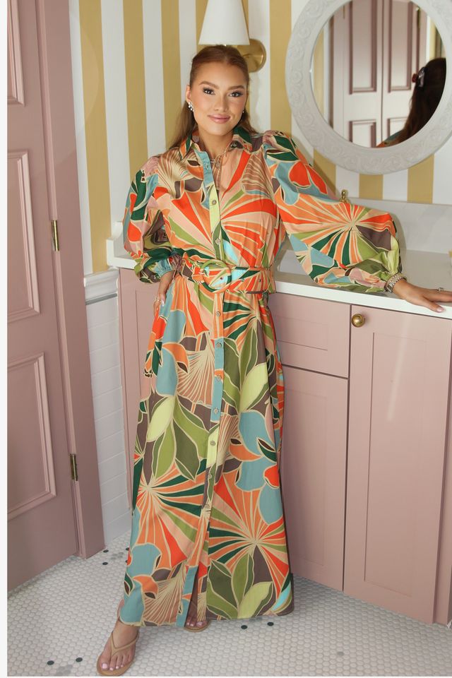Karlie | Floral Puff Sleeve Maxi Dress w/ Belt