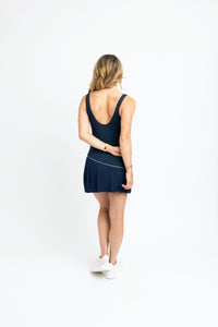 Karlie Navy Kourt Pleat Piping Contrast Athletic Dress (LARGE)