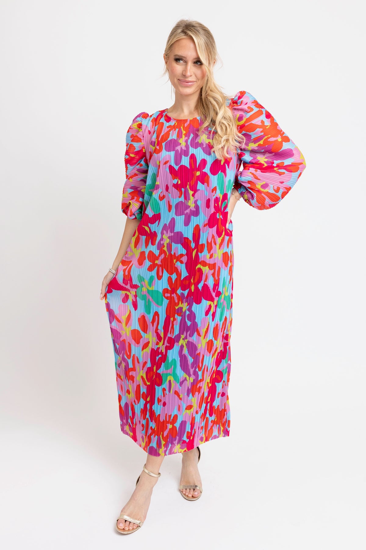 Karlie | Big Floral Pleat Dress