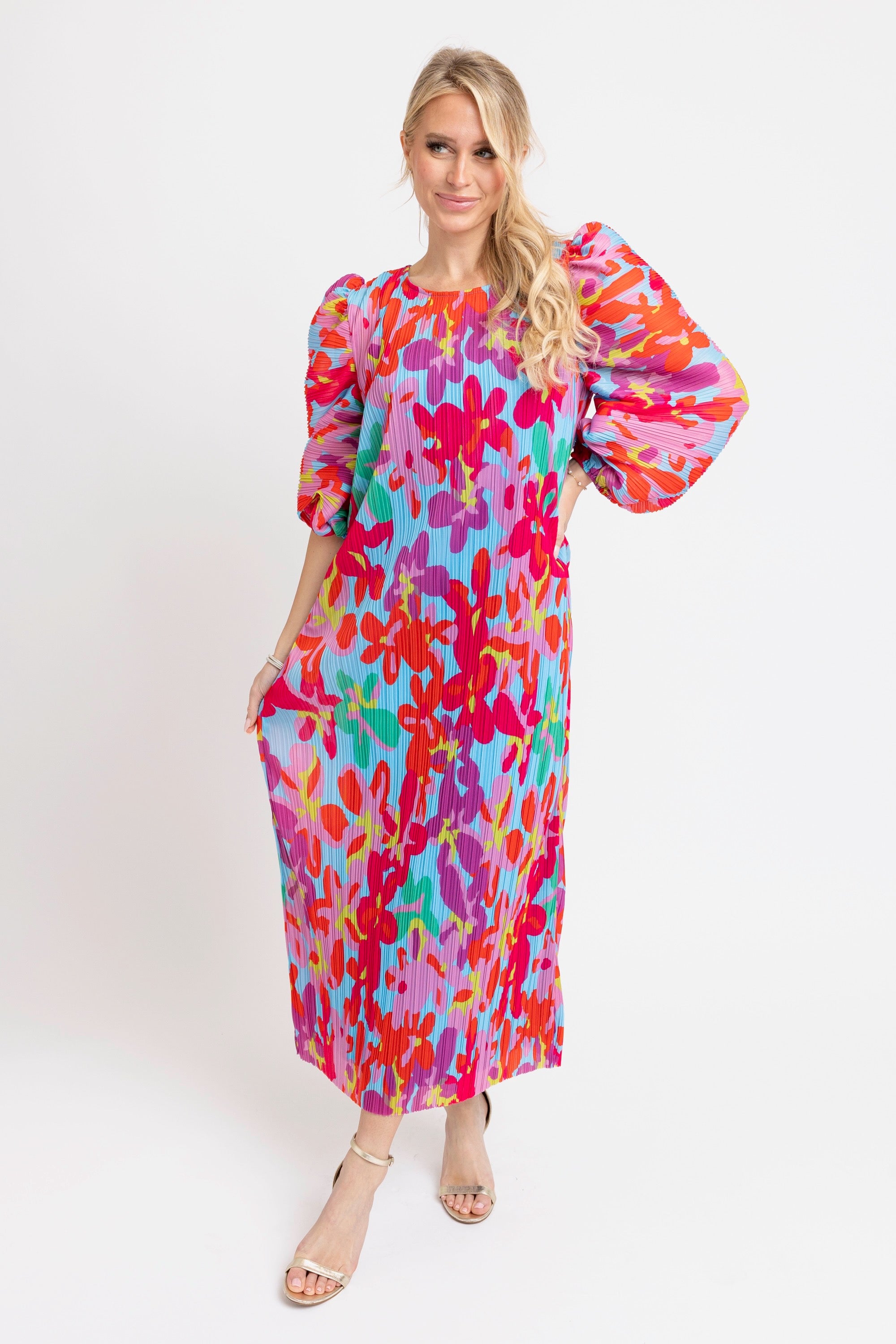 Karlie | Big Floral Pleat Dress