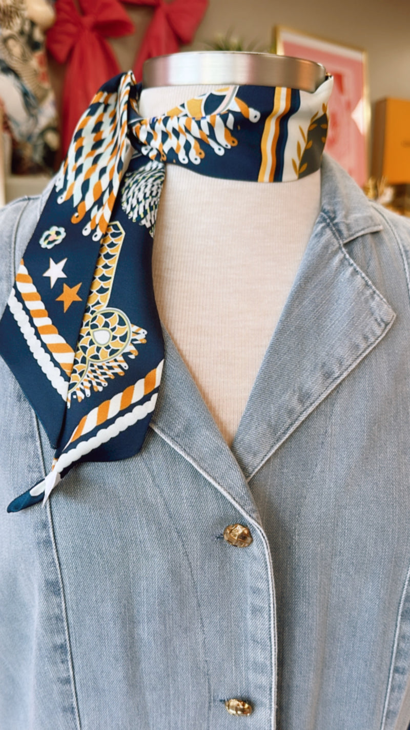 Customizable Navy and Neutral Tone Scarves