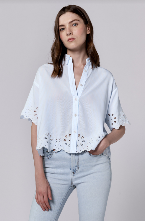 Ansel Eyelet Top in Skyway