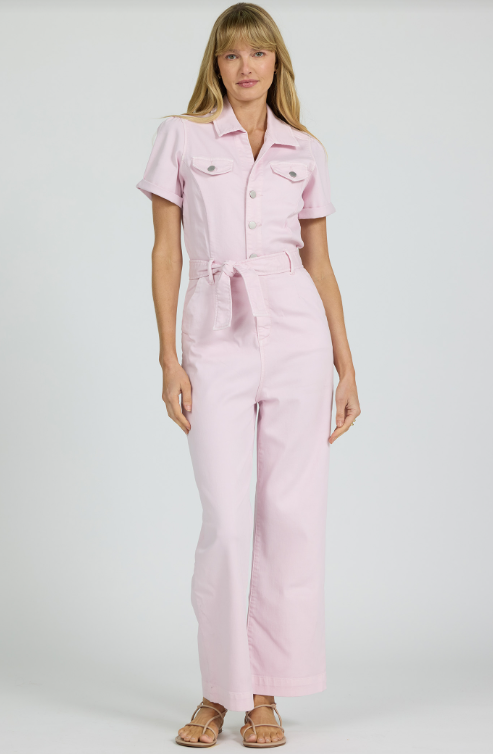 Dear John Pale Pink Denim Riveter Jumpsuit