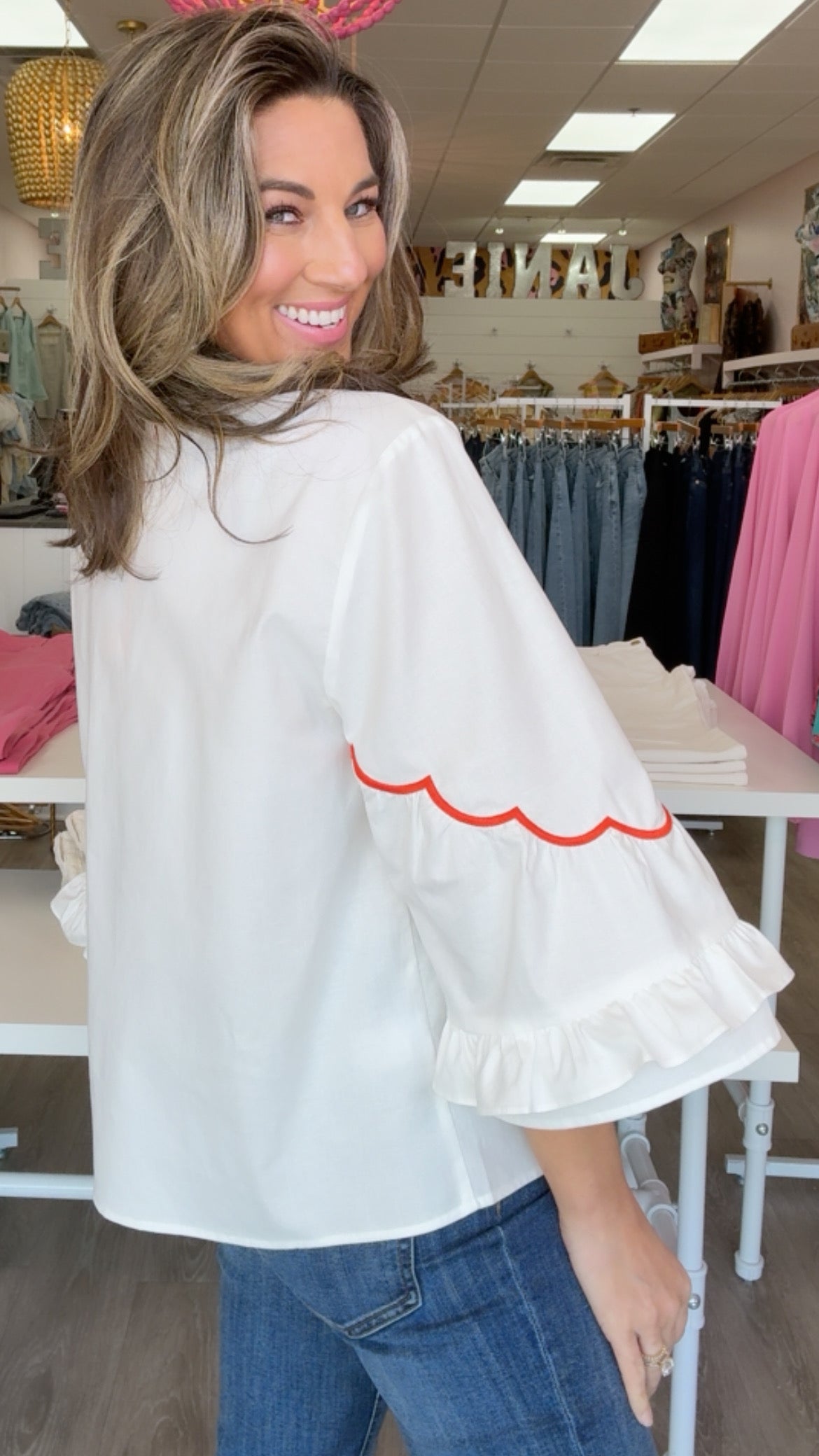 Crosby Ity Blouse in Ivory w/Embroidery