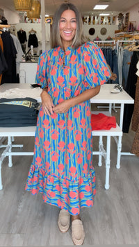 Karlie | Stripe Mod Floral Maxi Dress