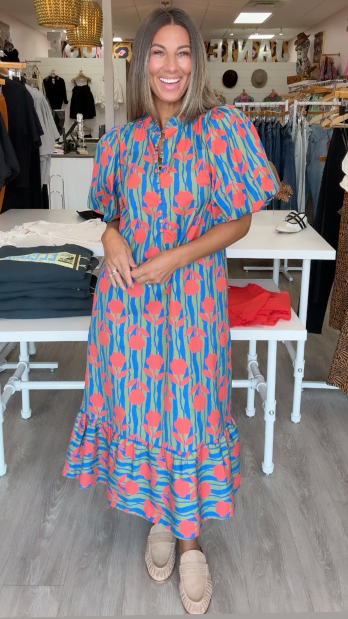 Karlie | Stripe Mod Floral Maxi Dress