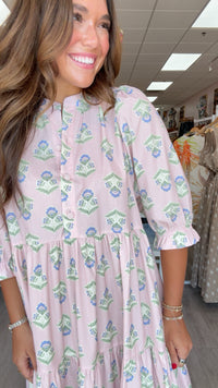 Karlie | Pink French Floral Tier Maxi Dress