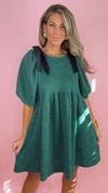 Uncle Frank Green Bow Shoulder Dress