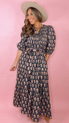 Pink Chicken Indria Maxi in Navy Flower Drop (1 XS)