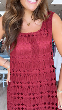 Wine Sleeveless Solid Mini Dress