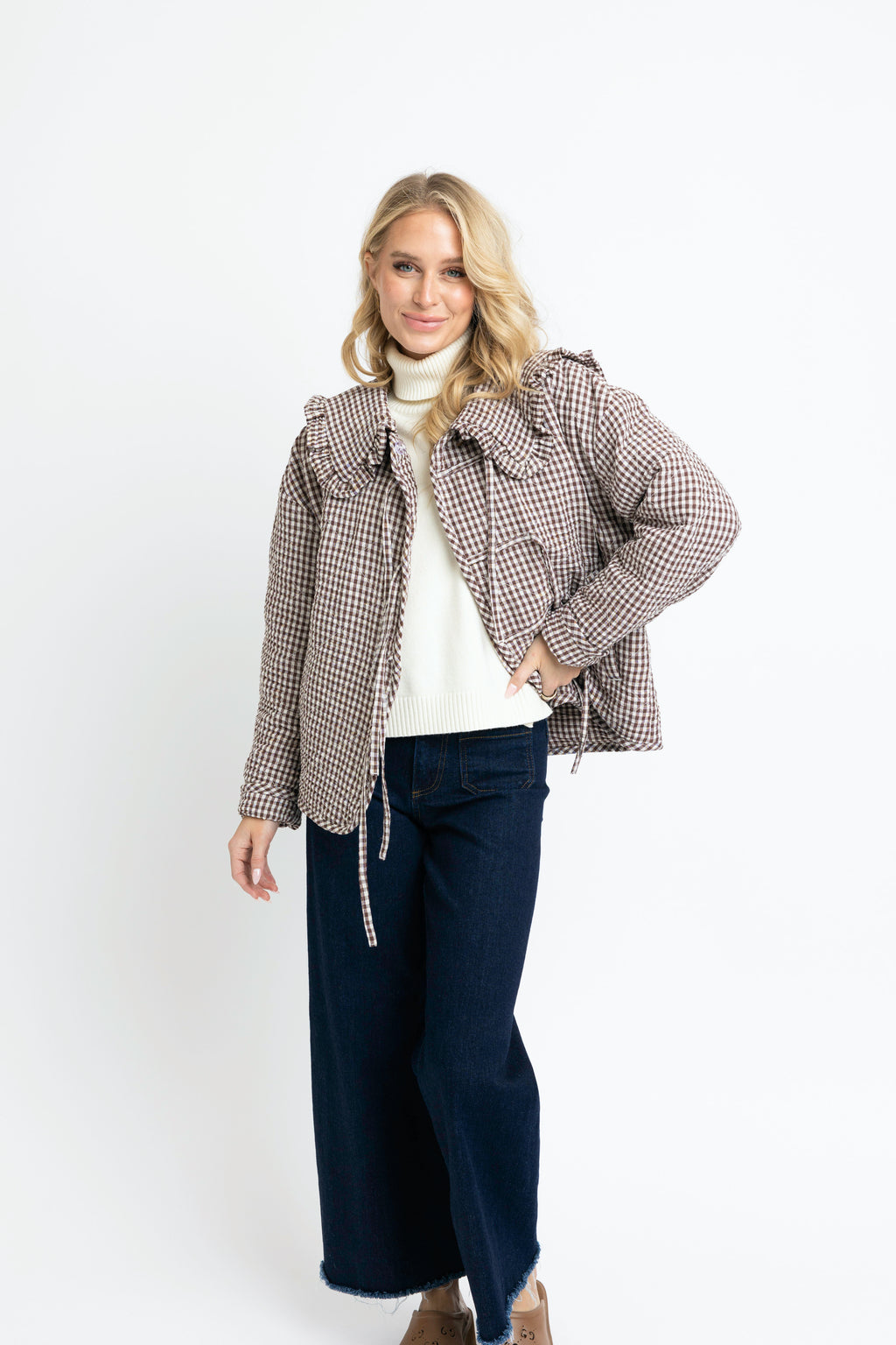 Karlie Brown Gingham Check Collar Jacket