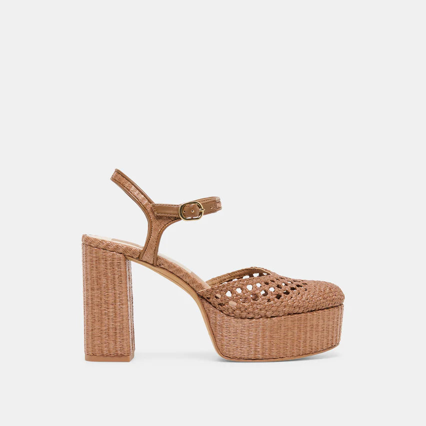 Dolce Vita Gero Brown Raffia Platform