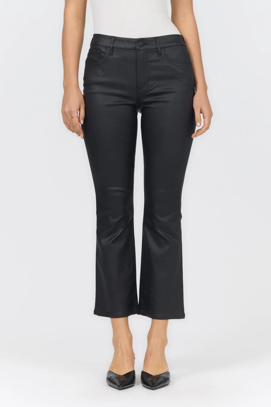 Dear John | Black Jeanne Coated Ankle Flare