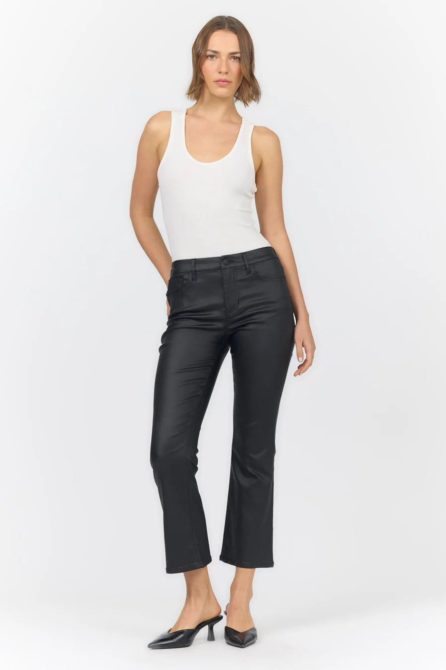 Dear John | Black Jeanne Coated Ankle Flare