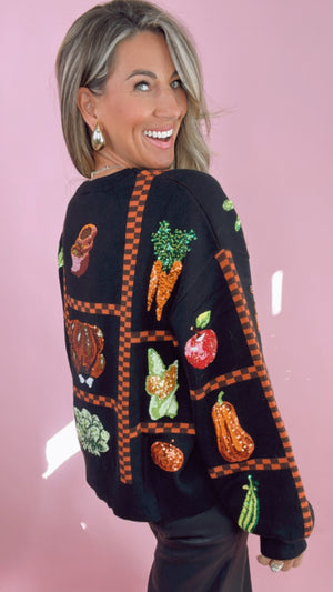 Queen of Sparkles Black Checkered Thanksgiving Icon Sweater