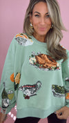 Queen of Sparkles Mint Queen Of Turkey Sweatshirt