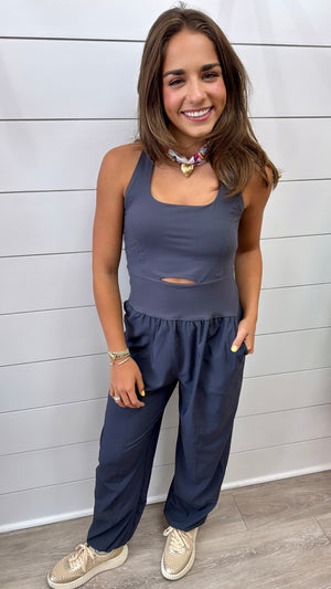 Charcoal Cut Out Athletic Jumpsuit (1 LARGE)