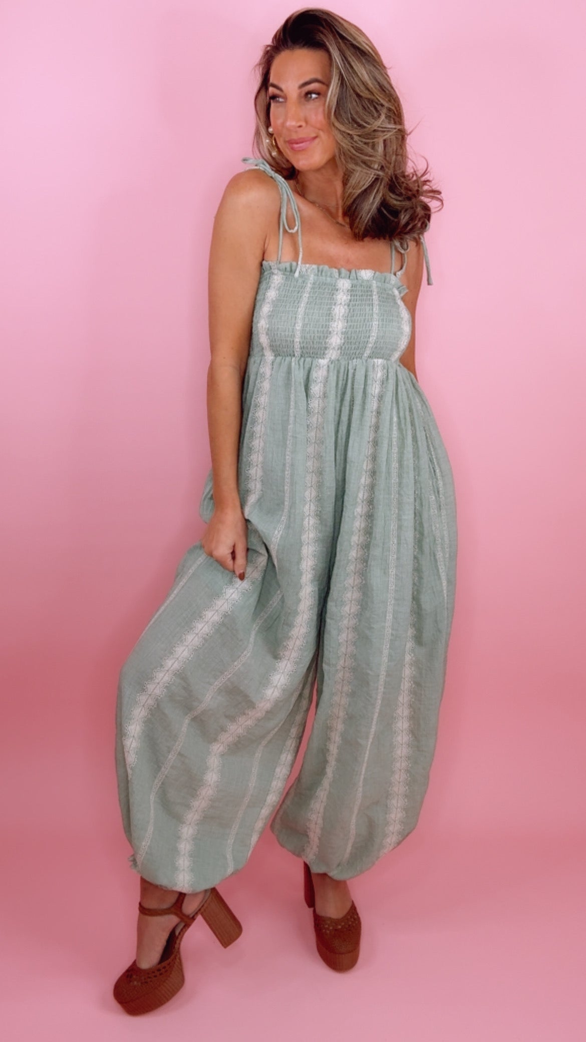 Green Printed Jumpsuit