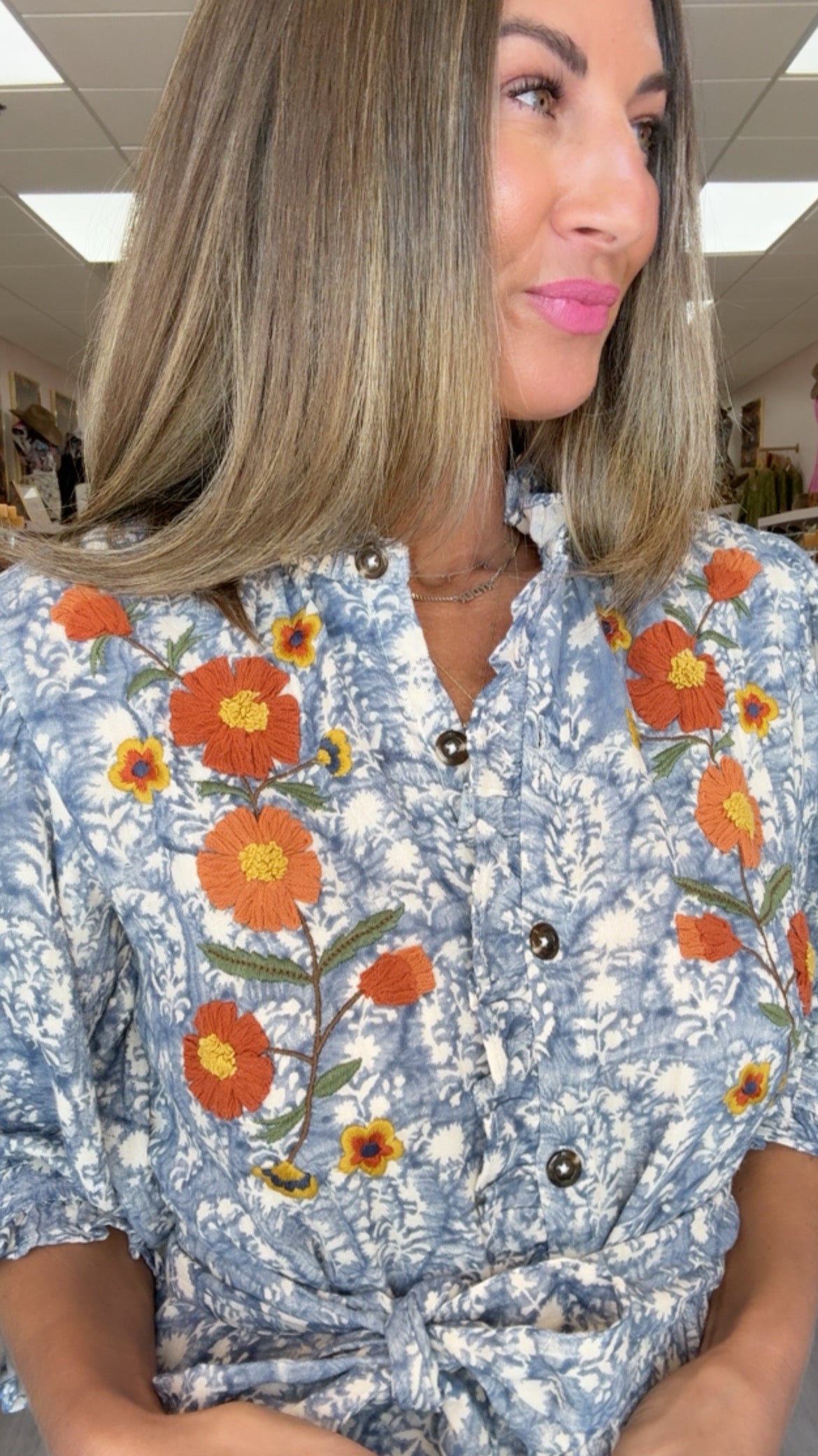 Ivy Jane | Blue Floral Embroidered Mini Dress