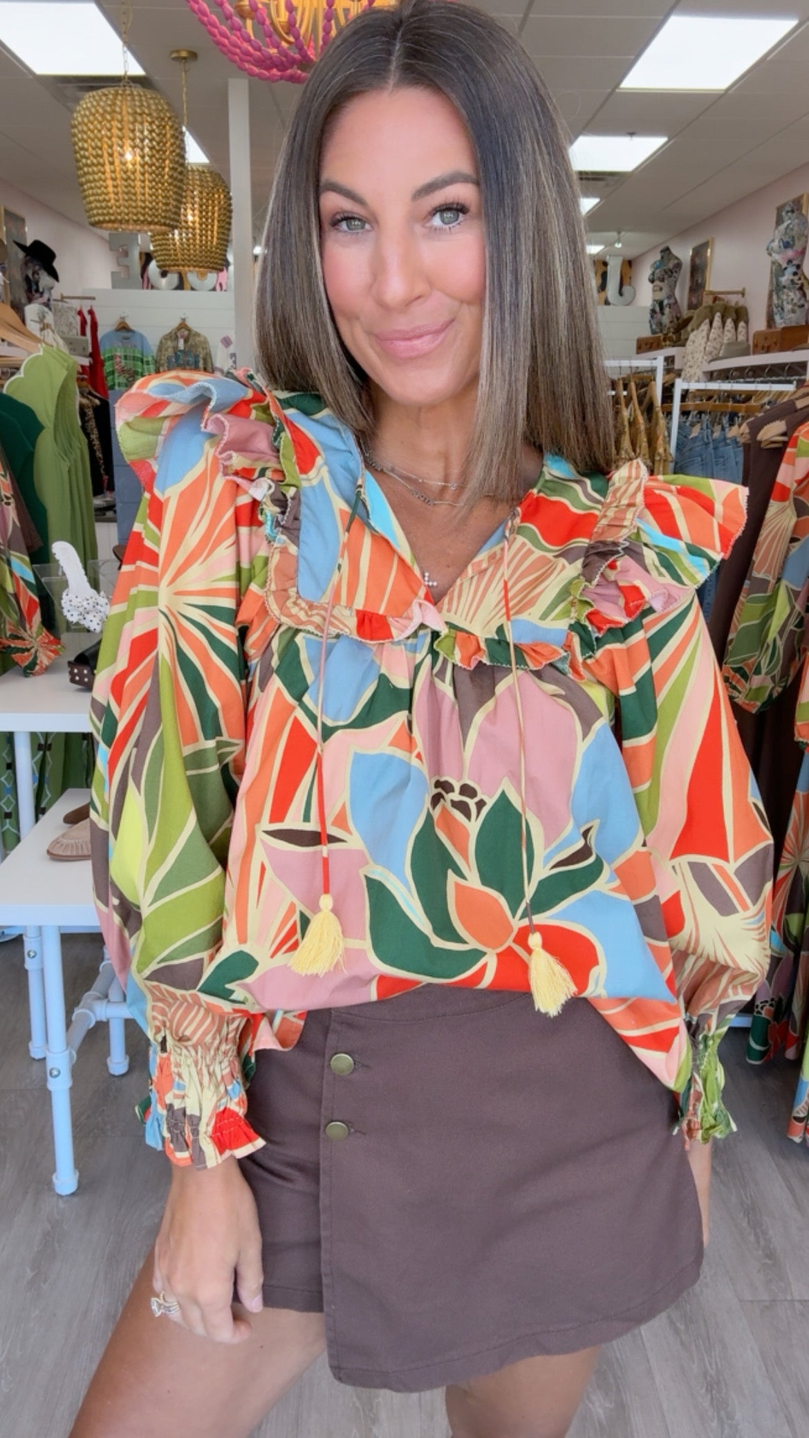 Karlie | Floral V-Neck Ruffle Top