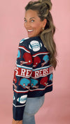 Queen of Sparkles Vintage Football Helmet Stripe Sweater