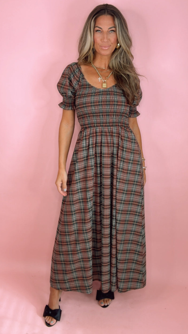 Nora Lee: Winter Tartan Adele Midi Dress