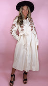 Sandshell Floral Embroidered Tie Waist Midi Dress