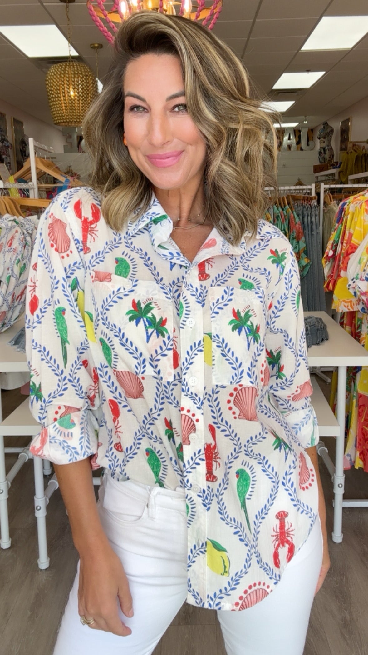 Ivy Jane | White Long Sleeve Camp Shirt