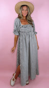 Rylee + Cru Navy Check Birdie Midi Dress
