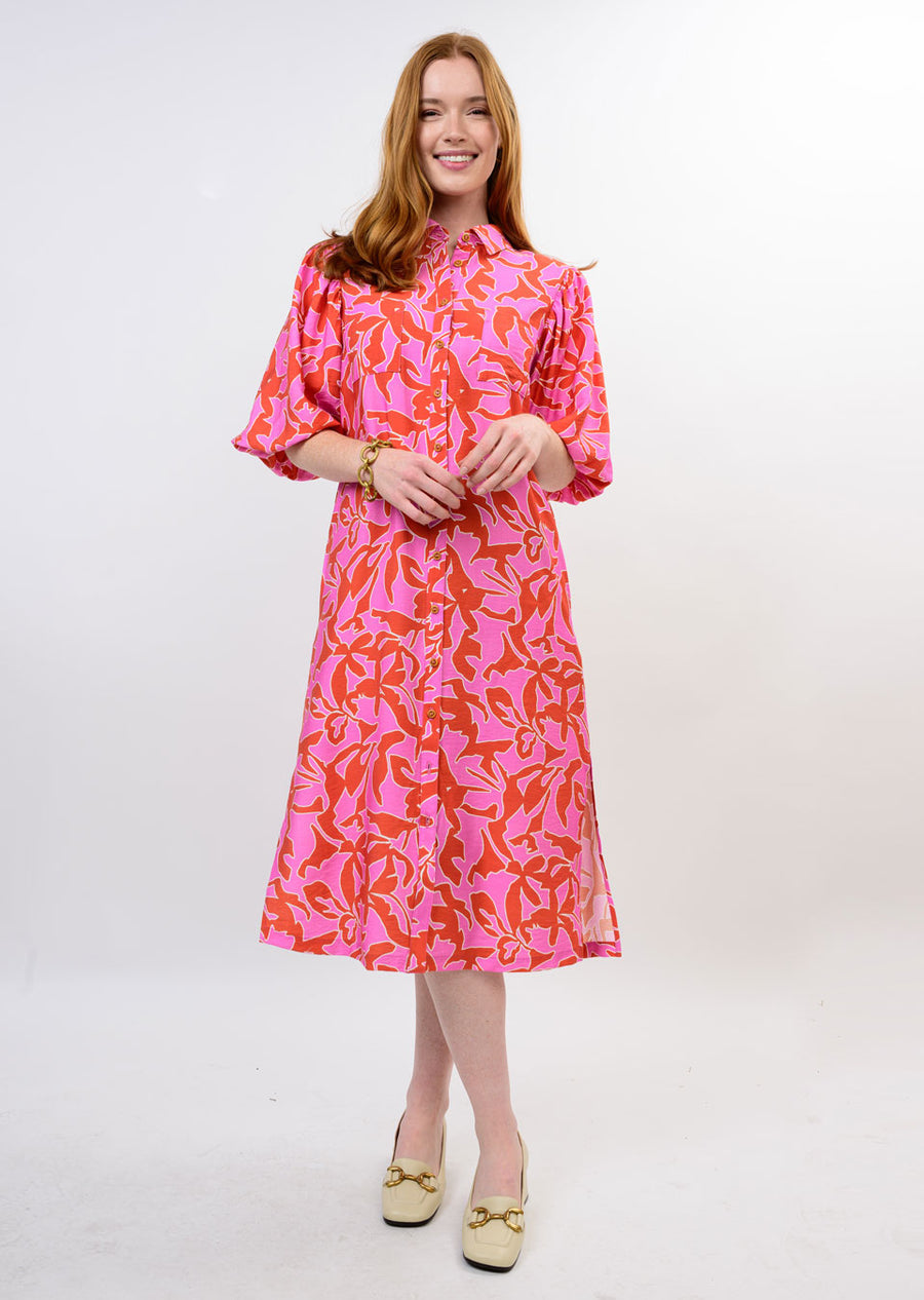 Ivy Jane Midi Pouf Sleeve Shirt Dress