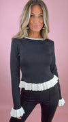 Endless Rose Contrast Ruffle Knit Top