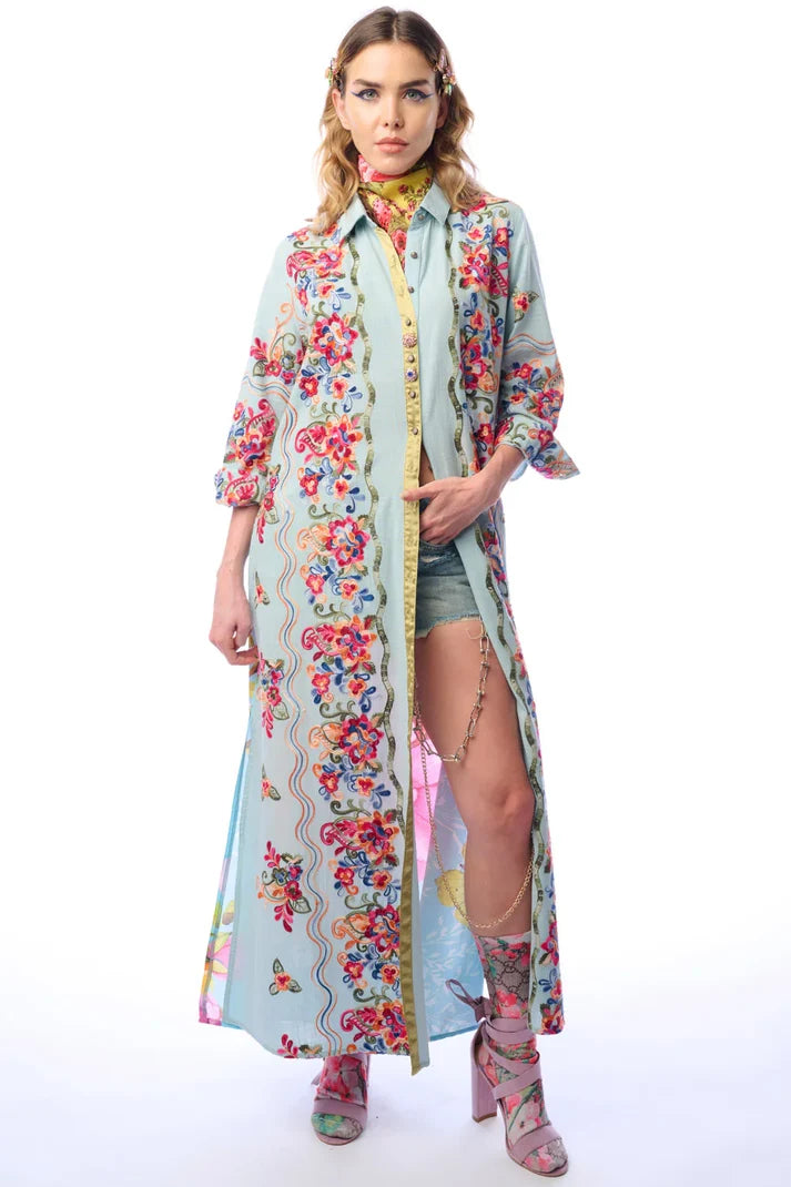 Aratta | Slate Blue Beauty Mark Maxi Duster
