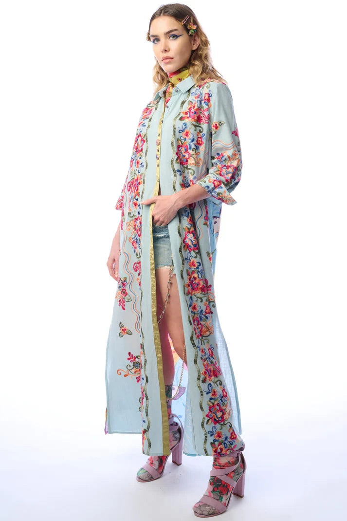 Aratta | Slate Blue Beauty Mark Maxi Duster